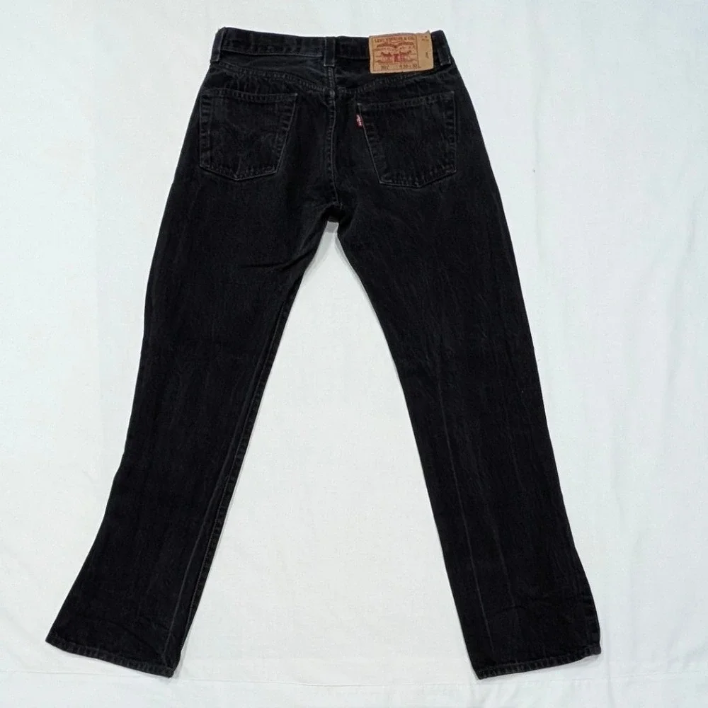 Levi's 501 Original Fit Straight Leg Black Denim Jeans Mens 30x32 Button Fly